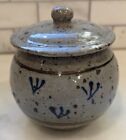 Grey and Blue Art Pottery Jar with Lid - Has Makers Mark
