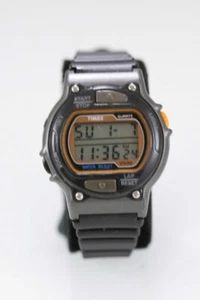 Timex Uhr Damen/Jugendliche Grau Kunststoff Schwarz 100m Chron Alarm Datum Akku - Bild 1 von 6