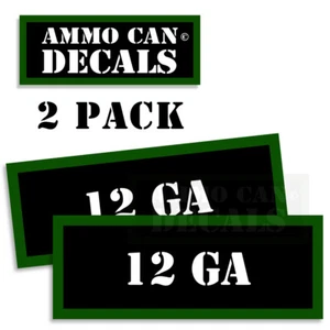 12 GA GAUGE Ammo Can Stickers Ammunition Gun Case Labels Decals 2 pack 3"wide - Picture 1 of 3