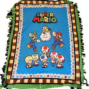 Nintendo Super Mario Brothers Mario Lugi Yogi Multicolor Knot Fleece Blanket - Picture 1 of 9