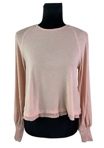 Top Free People Talla XS Manga Globo Recortado Rosa Melocotón Desnudo - Imagen 1 de 11