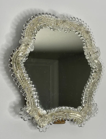 1950’s Mid-Century Murano Venetian Glass Italian Hand Blown Table Or Wall Mirror Cover