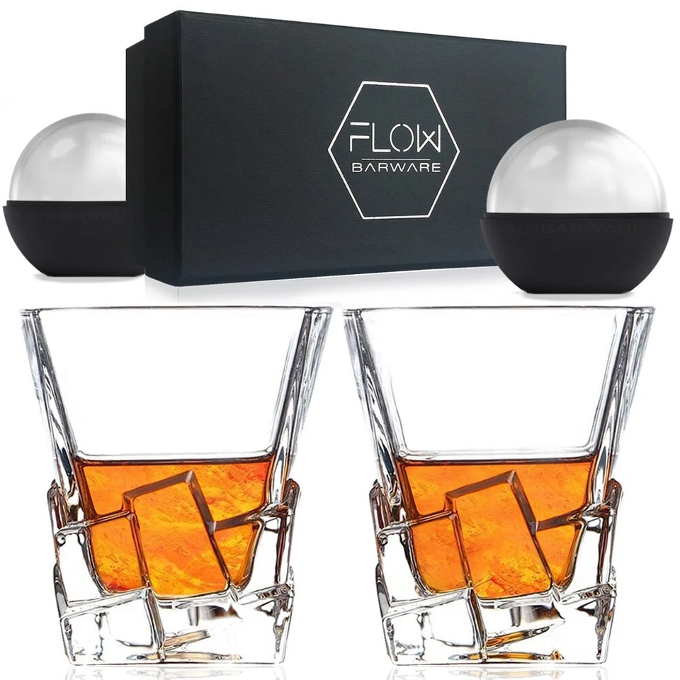 Iceberg Whiskey Glasses Set Of 2, Whisky Glass Gift Scotch Bourbon G&T Tumblers - Image 1 of 4