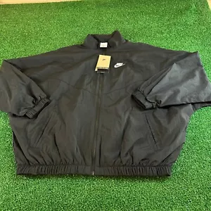 Nike Essential Windrunner Jacket Full Zip Black Oversized Fit Womens Medium NWT - Picture 1 of 10
