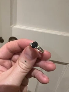 18kt White Gold Ceylon Sapphire With Diamond Set Shoulders Engagement Ring SizeN - Picture 1 of 6
