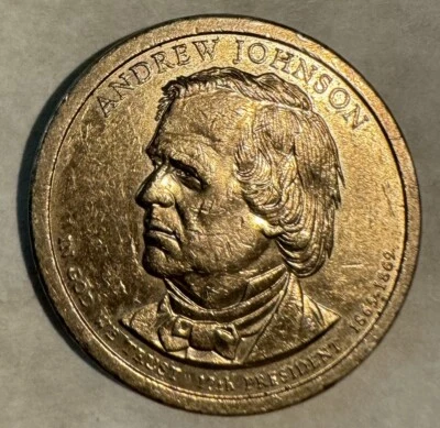 2011 P Andrew Johnson Presidential Dollar Coin Missing Edge Error  Coin - Image 1 of 4