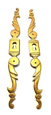 Lot de 2 Anciennes Plaque de serrure/porte en laiton - Photo 1/4