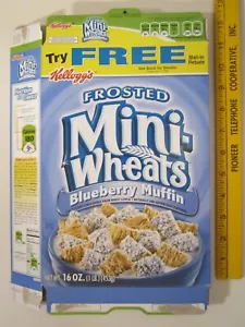 Empty Cereal Box Kellogg's 2008 Frosted Mini-Wheats BLUEBERRY MUFFIN [Z3A2b] - Picture 1 of 2