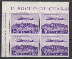 San Marino 1959 - Volo San Marino-Rimini-Londra - POSTA AEREA QUARTINA - MNH** - Foto 1 di 1