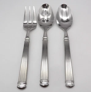 Food Network Cinnamon Stainless Serving Fork & 2 Serving Spoons Set of 3 - Picture 1 of 6