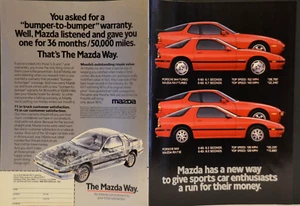 1988 4 page Foldout Ad Red Mazda RX7 SE Porsche 944 Turbo - Picture 1 of 2