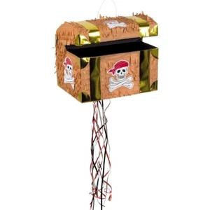Zug-Pinata Schatztruhe Ziehpinata Piratenkiste Kindergeburtstag Pinata befüllbar - Bild 1 von 3