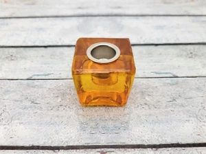 Yellow Orange Glass 1/2 inch (.5 inch) Diameter Mini Chime Candle Holder - Picture 1 of 10