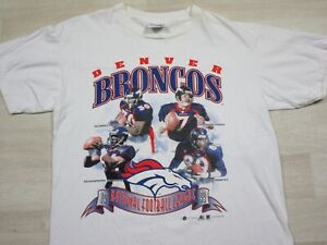 Vintage Denver Broncos (L) T Shirt NFL Football Elway, Davis, Smith, Sharpe 1998
