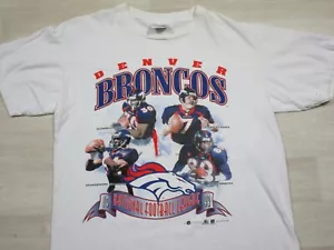 Vintage Denver Broncos (L) T Shirt NFL Football Elway, Davis, Smith, Sharpe 1998 - Picture 1 of 10