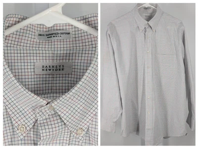 Barney's New York Vintage 90s Windowpane Plaid Multicolor Shirt USA Made - Image 1 of 3