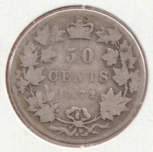 1872 H Canadese 50 Centesimi - Regina Vittoria - Moneta Argento Sterling - Foto 1 di 2