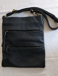 Cuoieria Fiorentina Black Pebble Leather Bag Purse Crossbody Adjustable Strap - Picture 1 of 19