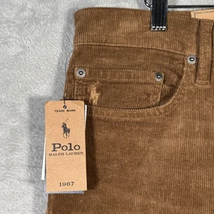 Polo Ralph Lauren Pants Mens 33x32 Brown Varick Slim Straight Corduroy Stretch - Picture 1 of 13