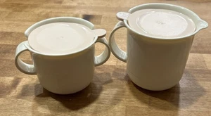 2 Tupperware SUGAR BOWL CREAMER Set WHITE BEIGE 2309 2310 - Picture 1 of 4