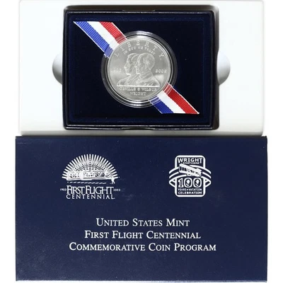 2003 P First Flight Centennial BU Commem 90% Silver Dollar OGP & COA - Image 1 of 4