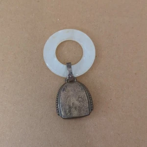 Sonajero bebé Webster Co plata esterlina madreperla mordedor "K" monograma - Imagen 1 de 11