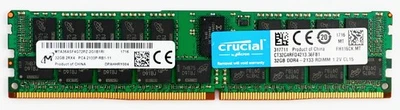 Crucial Micron 32GB DDR4 2133MHz 2Rx4 ECC RDIMM Server RAM MTA36ASF4G72PZ-2G1B1 - Image 1 of 2
