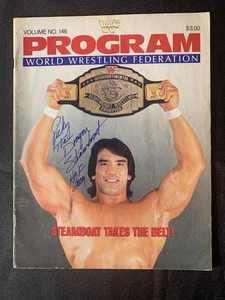 RICKY EL DRAGÓN BARCO DE VAPOR Autografiado ORIGINAL WWF PROGRAMA DE EVENTOS - Imagen 1 de 3