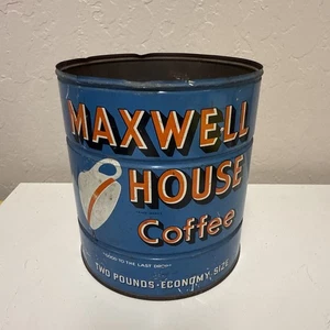 Vintage Maxwell House Kaffeedose Keywind 2 Pfund Dose ohne Deckel 6" hoch 5" rund - Bild 1 von 6