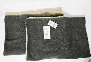 Set 2 federe cuscino Woolrich verde/bottoni shearling 21 x 27 NUOVE vintage - Foto 1 di 3