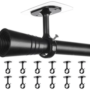 12-Pack No Drilling Ceiling Curtain Rod Brackets Holders, Sticky No Screw Cur... - Picture 1 of 6