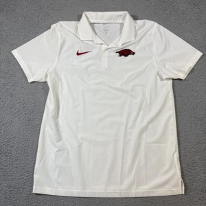 Nike Dri-Fit Shirt Herren L Arkansas Razorbacks Kurzarm Polo weiß SEC Hogs - Bild 1 von 6