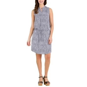 Hilary Radley Blouson Tank Top Chiffon Dress Blue & White Size 8 - Picture 1 of 9