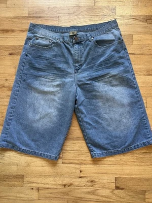 Pantalones Cortos de Jean Brooklyn Express Hombres 40 Sueltos Denim Lavado Desvanecimiento Y2K Hip Hop Rap Foto 1 de 4