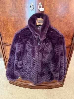Винтажный Christian Dior фиолетовый норки меха и кожи двусторонняя куртка пальто - маленький - Изображение 1 из 4