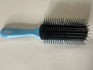 VINTAGE GOODY LIGHT BLUE HANDLE BLACK RUBBER PAD PLASTIC BRISTLES HAIR BRUSH 8" - Picture 1 of 7