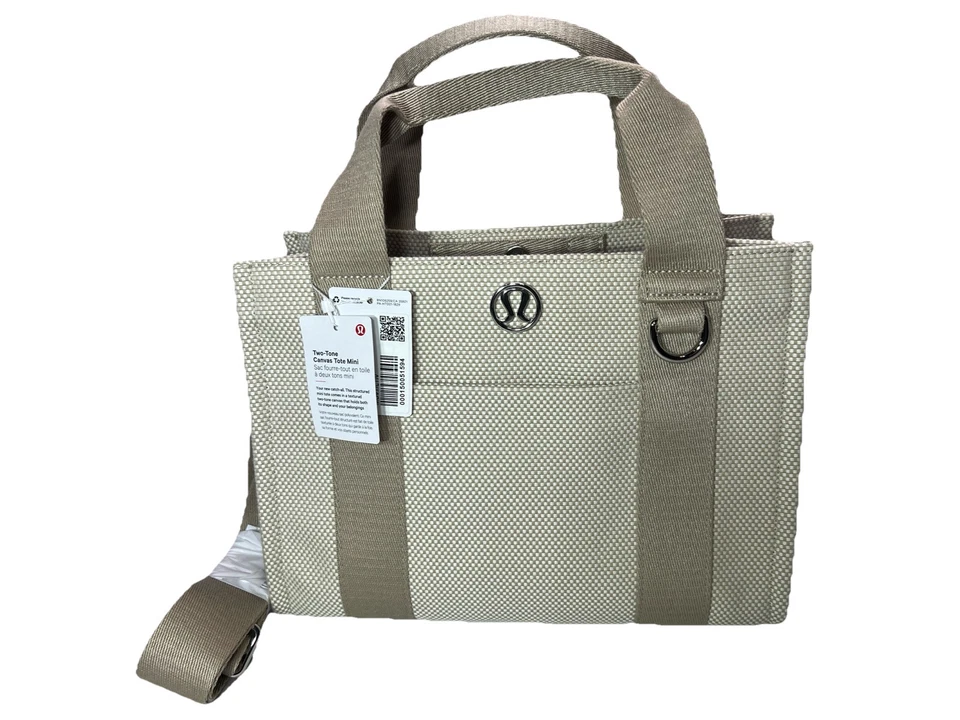 Lululemon Tan Light Ivory Two-Tone Mini Canvas Tote Bag Mojave