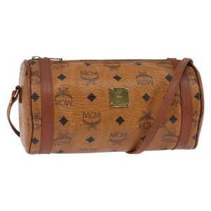 MCM Logogram Vicetos Shoulder Bag PVC Leather Brown Auth gh801 - Picture 1 of 19