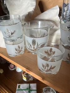 Bicchieri da whisky o decalcomania italiana 6 pezzi e secchiello ghiaccio design grano oro - Foto 1 di 5