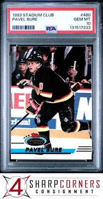 1993 STADIUM CLUB #480 PAVEL BURE CANUCKS HOF POP 2 PSA 10 - Image 1 of 3