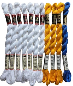 DMC Cotton Perle #5 Lot of 11 Embroidery Floss Thread White Gold Blue NEW 27.3y - Picture 1 of 2