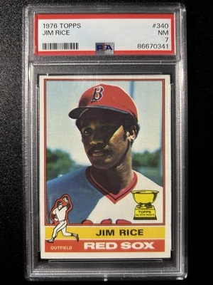 Tarjeta de béisbol 1976 Topps #340 Jim Rice PSA 7 casi nuevo novato Copa Oro Foto 1 de 2