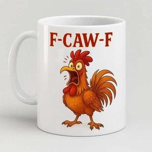 Funny Rooster Coffee Mug – "F-CAW-F" Funny Roost Chicken Cup – Xmas Gift - Picture 1 of 3