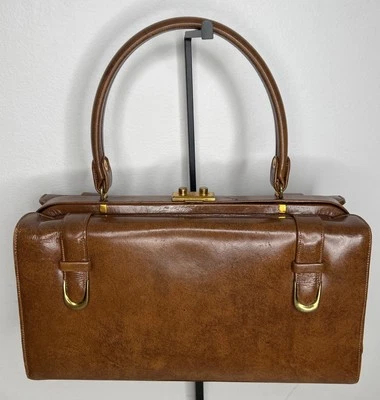 Vintage Leather Brown Doctor Style Bag Purse Retro - Image 1 of 4
