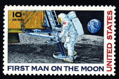 U.S. Air Mail Stamp (circa 1969) - 10¢ First Man on the Moon - SC# C76 MNH - Image 1 of 2