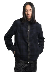 Giacca camicia a quadri scuola pubblica uomo blu navy Ouray M flanella blu bottoni a pressione $595 - Foto 1 di 11