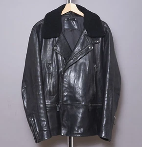 COACH Leather Jacket MEDIUM Mens Black Long Removable Shearling Collar Grail M - Picture 1 of 24