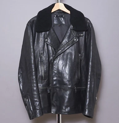 COACH Leather Jacket MEDIUM Mens Black Long Removable Shearling Collar Grail M - Image 1 of 4