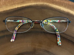VERA BRADLEY Viva La Vera EYEGLASSES FRAMES 50-18-135 HALF-RIM BLK METAL FLORAL - Picture 1 of 13