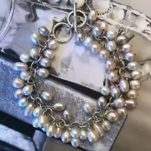 Silpada 925 sterling silver pink white off white freshwater pearl bracelet B1072 - Picture 1 of 12